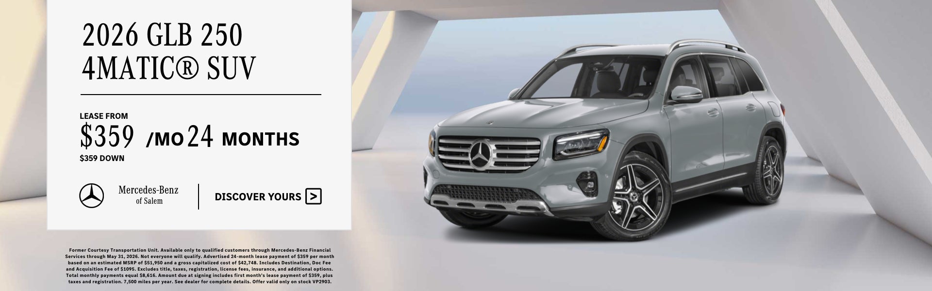 Former Courtesy Vehicle Lease Special 2026 Mercedes GLB 250 